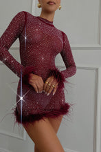 Load image into Gallery viewer, Your Dream Girl Embellished Mesh Mini Dress - Wine