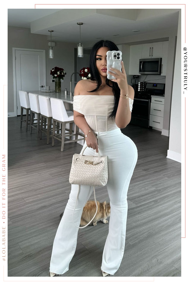 Load image into Gallery viewer, Janet High Waist Flare Pant - White