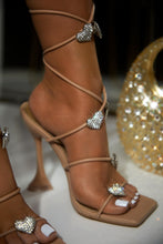 Load image into Gallery viewer, About Love Embellished Lace Up High Heels - Nude