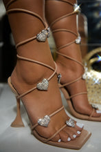 Load image into Gallery viewer, About Love Embellished Lace Up High Heels - Nude
