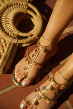 Load image into Gallery viewer, Women Wearing Gold Sandals