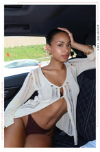 Load image into Gallery viewer, Girl Sitting In Car Wearing Crochet Top as Cover Up