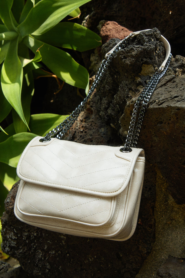 Load image into Gallery viewer, Alicia Quilted Flap Crossbody Bag - Ivory