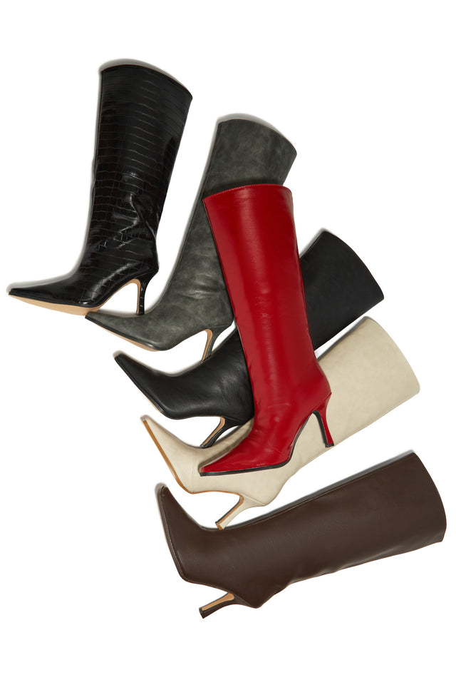 Load image into Gallery viewer, Kianza Heel Boots - Croc Black