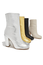 Load image into Gallery viewer, Alura Toe Split Block Heel Ankle Boots - Silver