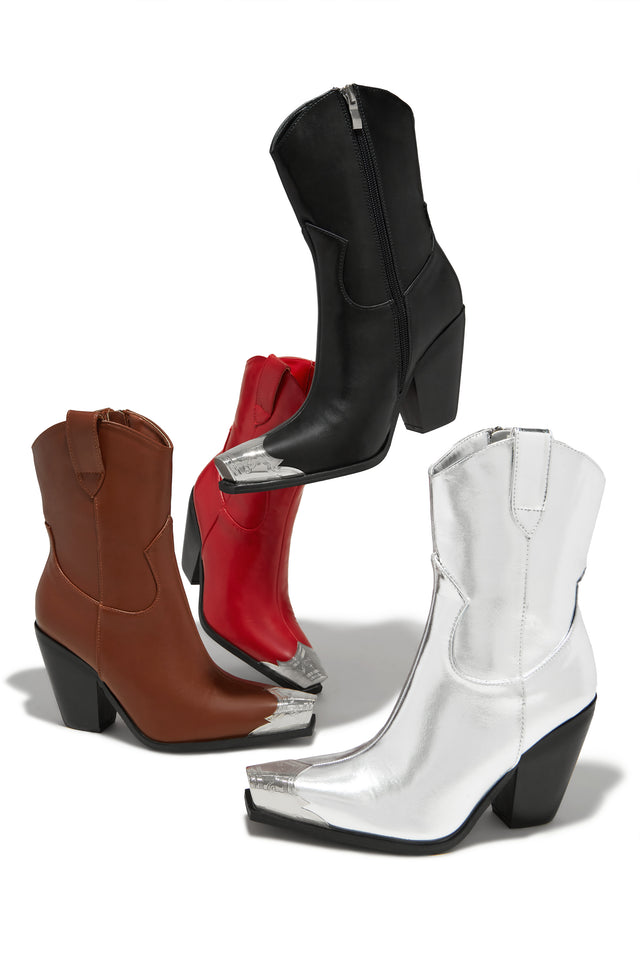 Load image into Gallery viewer, Reba Western Cowgirl Ankle Boots - Silver