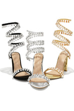 Load image into Gallery viewer, All Colors Available for Rhinestone Heels with Around The Ankle Coil Strap