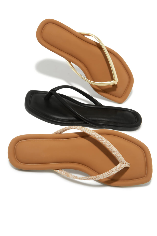 Load image into Gallery viewer, Slip Into Summer Thong Sandals - Black