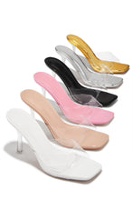 Load image into Gallery viewer, Kendal Clear Strap Mid Heel Mules - Silver