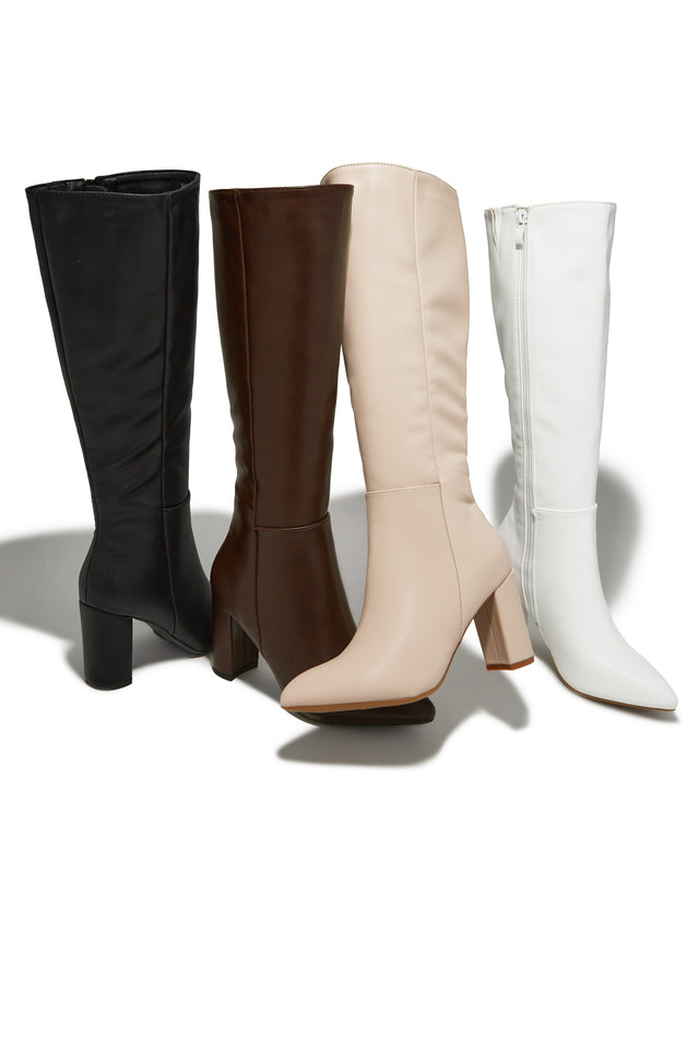 Load image into Gallery viewer, Fine Time Block Heel Knee High Boots - White