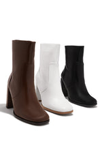 Load image into Gallery viewer, Harlow Block Heel Ankle Boot - White