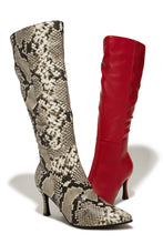 Load image into Gallery viewer, Zama Knee High Heel Boots - Red