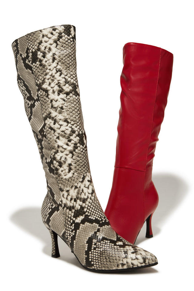 Load image into Gallery viewer, Zama Knee High Heel Boots - Red
