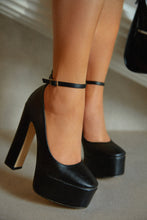 Load image into Gallery viewer, Annabelle Platform Block Heels - Black