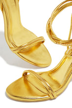 Load image into Gallery viewer, Ashantii Lace Up Mid Heels - Gold