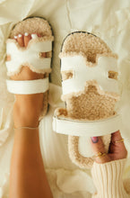 Load image into Gallery viewer, Cream and White Faux Sherpa Sandals