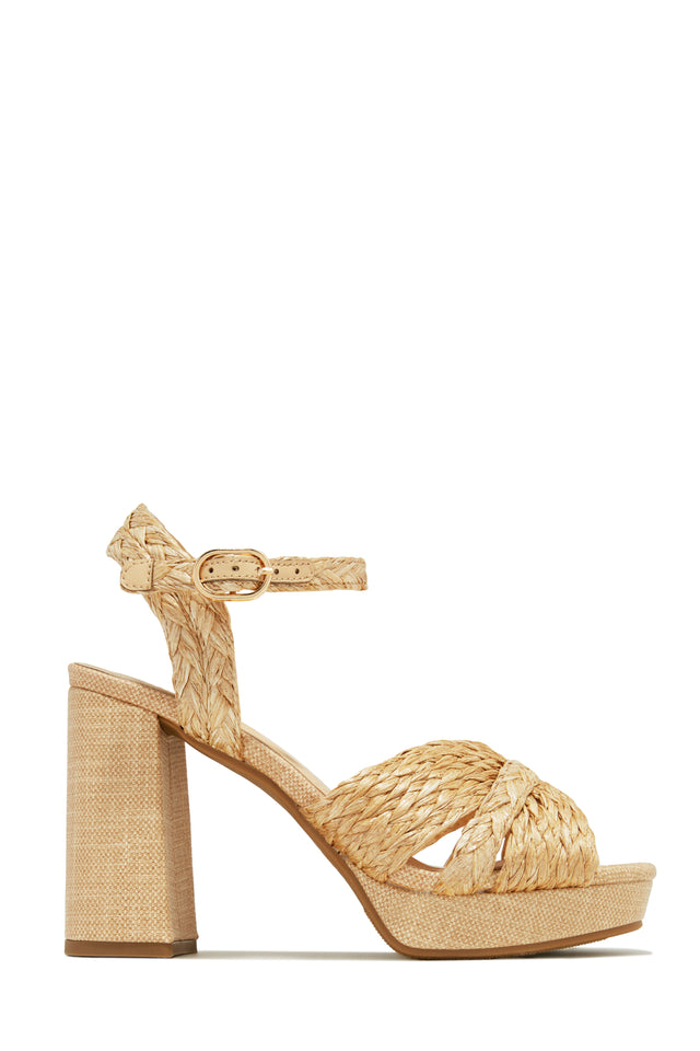 Load image into Gallery viewer, Natural Chunky Platform Vacation Heels