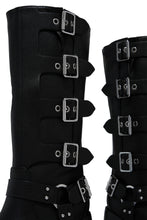 Load image into Gallery viewer, Black CHunky Heel Boots with Silver-Tone Hardware