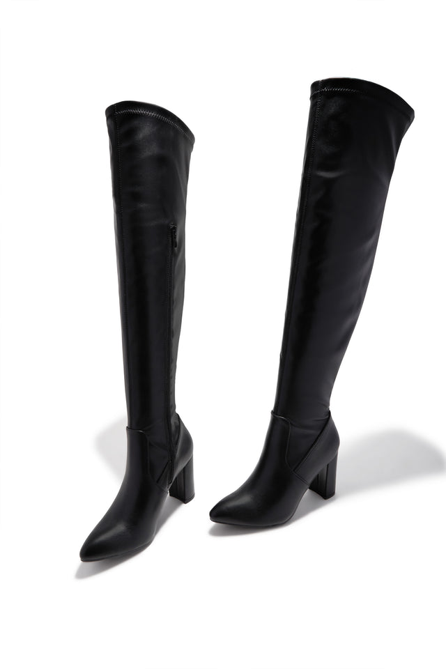 Load image into Gallery viewer, Adeline Chunky Heel Over The Knee Boots - Black