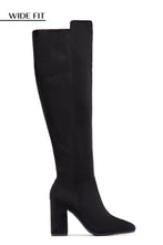 Load image into Gallery viewer, Colette Wide Fit Block Heel Boots - Black Suede