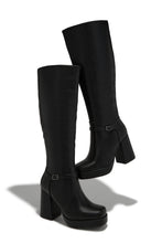 Load image into Gallery viewer, Hazelle Platform Block Heel Boots - Black