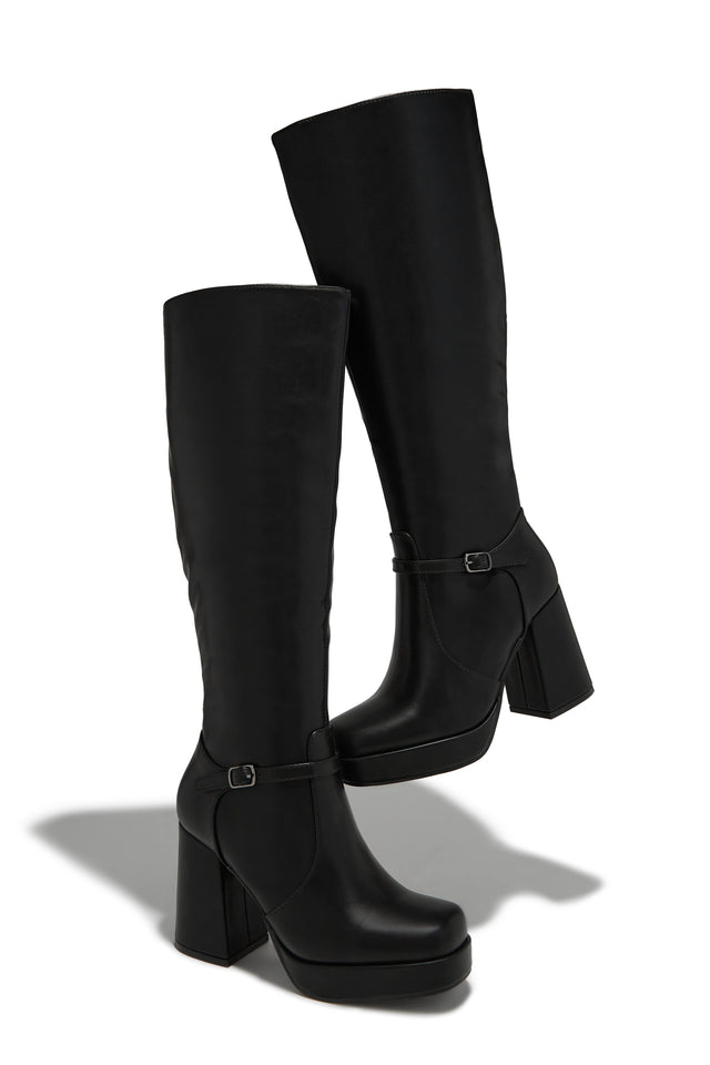 Load image into Gallery viewer, Hazelle Platform Block Heel Boots - Black