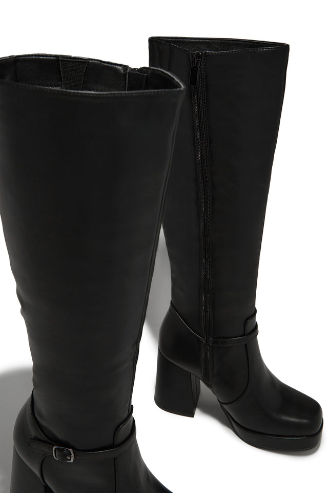 Load image into Gallery viewer, Hazelle Platform Block Heel Boots - Black