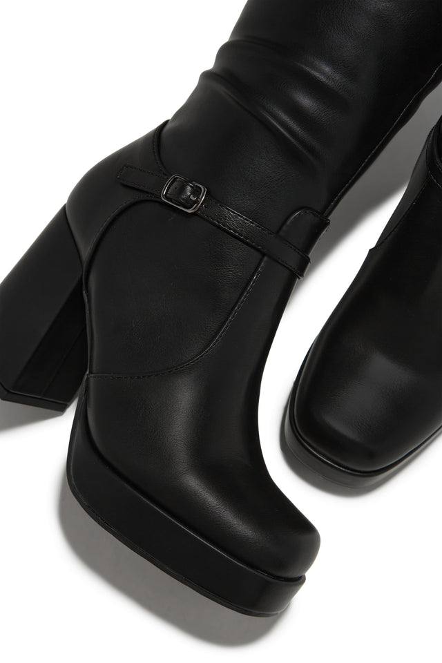 Load image into Gallery viewer, Hazelle Platform Block Heel Boots - Black