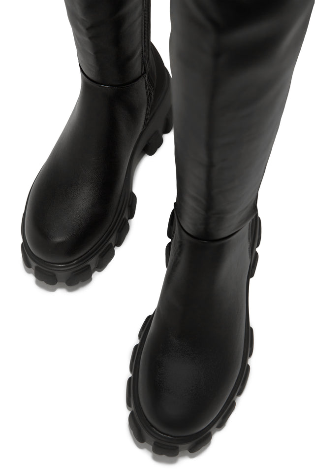 Load image into Gallery viewer, Fall Outfit Over The Knee Flat Boots - Black