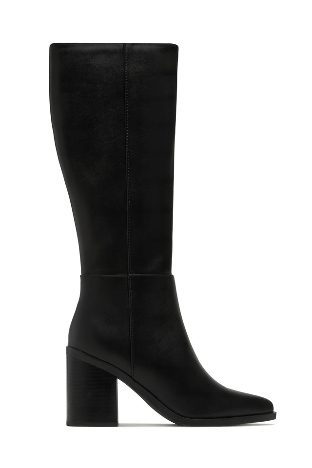 Load image into Gallery viewer, Karla Pointed Toe Block Heel Knee High Boots – Black