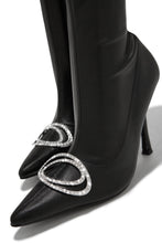 Load image into Gallery viewer, Black Pointed Toe Thigh High Boots