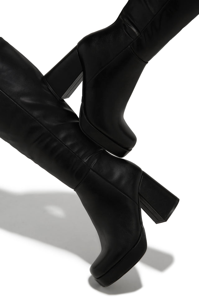 Load image into Gallery viewer, Hudson Platform Block Heel Boots - Black