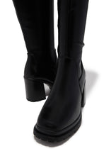 Load image into Gallery viewer, Addie Lug Sole Block Heel Boots - Black
