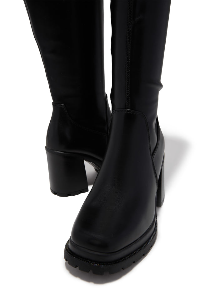 Load image into Gallery viewer, Addie Lug Sole Block Heel Boots - Black