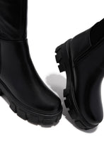 Load image into Gallery viewer, Weekend Muse Thigh High Lug Sole Boots – Black
