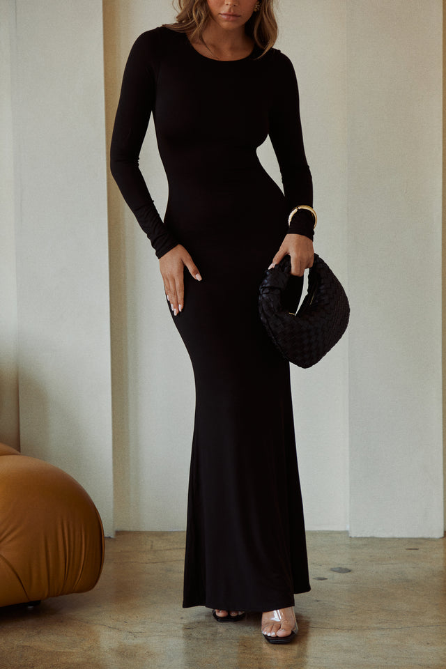 Load image into Gallery viewer, Black Maxi Dress with Long Sleeves