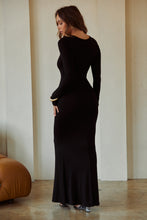 Load image into Gallery viewer, Black Long Sleeve Maxi Flare Dress