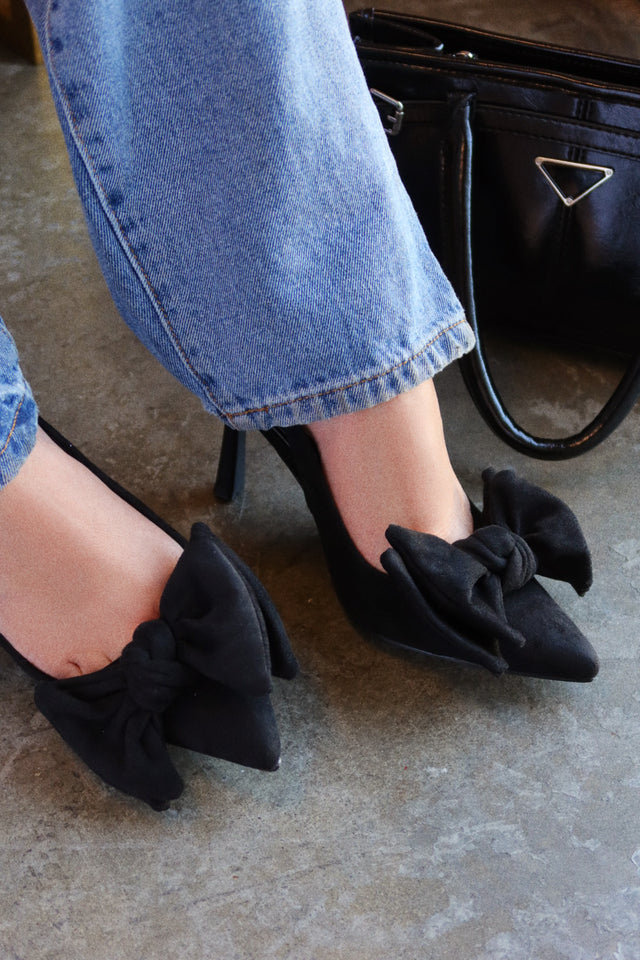 Load image into Gallery viewer, Kirstie Bow Slingback Pumps - Black