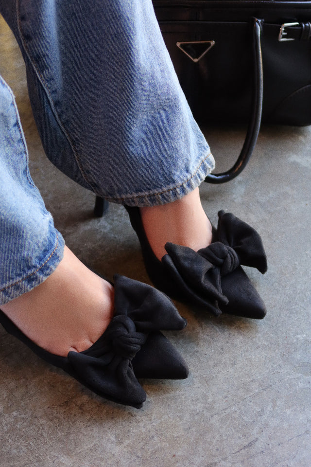 Load image into Gallery viewer, Kirstie Bow Slingback Pumps - Black