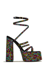 Load image into Gallery viewer, Black Embellished Platform Heels