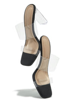 Load image into Gallery viewer, Jordana Clear Strap Mule Heels - Black