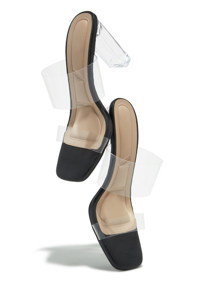 Load image into Gallery viewer, Jordana Clear Strap Mule Heels - Black