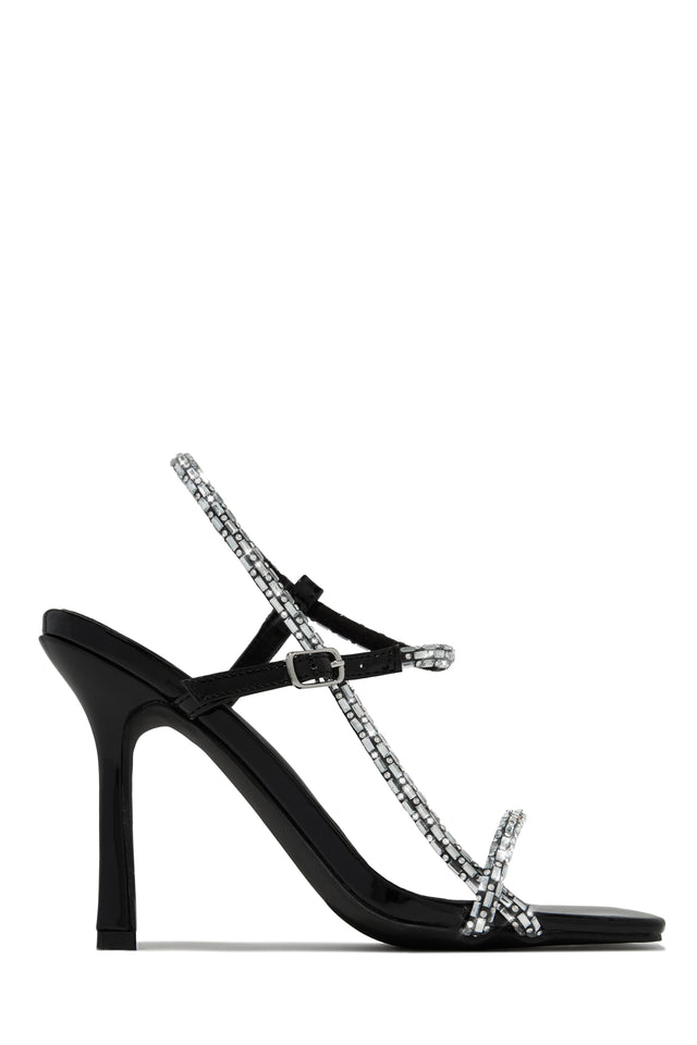 Load image into Gallery viewer, Black Embellished Single Sole Open Square Toe Heels