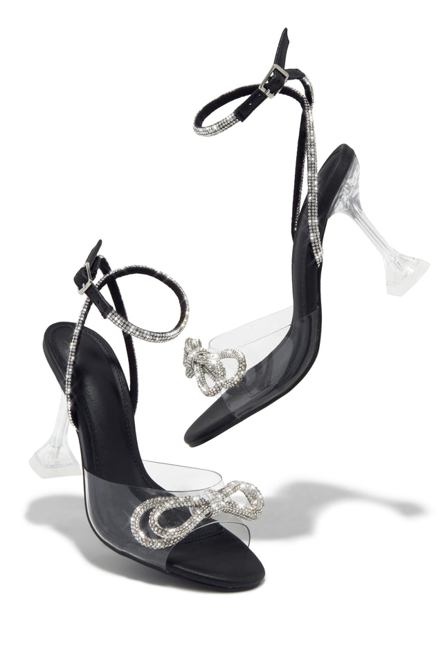 Load image into Gallery viewer, Priscilla Embellished Bow Strap Heels - Black