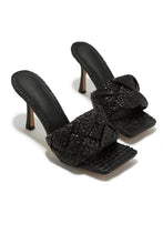 Load image into Gallery viewer, Black Single Sole Open Toe Heels