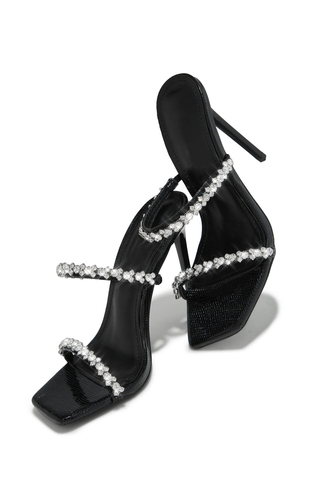 Load image into Gallery viewer, Black Single Sole Embellished High Heel Mules