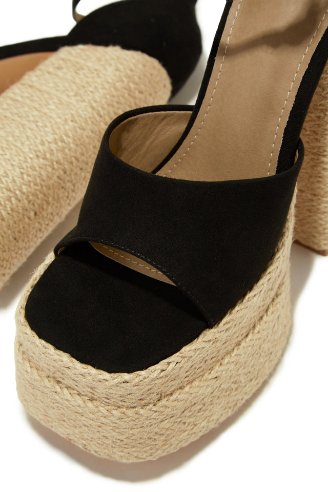 Load image into Gallery viewer, Black Sky High Platform Espadrille Heels