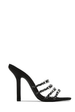 Load image into Gallery viewer, Black Single Sole Rhinestone Mules