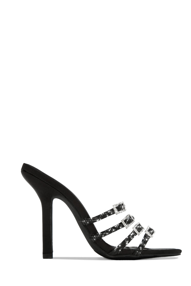 Load image into Gallery viewer, Black Single Sole Rhinestone Mules
