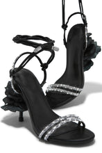 Load image into Gallery viewer, Alessia Lace Up Embellished Heels - Black